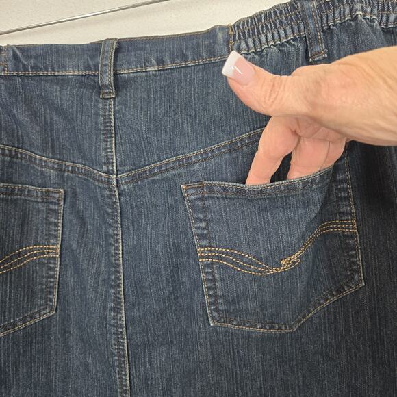 Liz & Me Denim Maxi Skirt Sz 20W Blue w/Brown Lacing Pockets Cowgirl Western - Picture 8 of 15